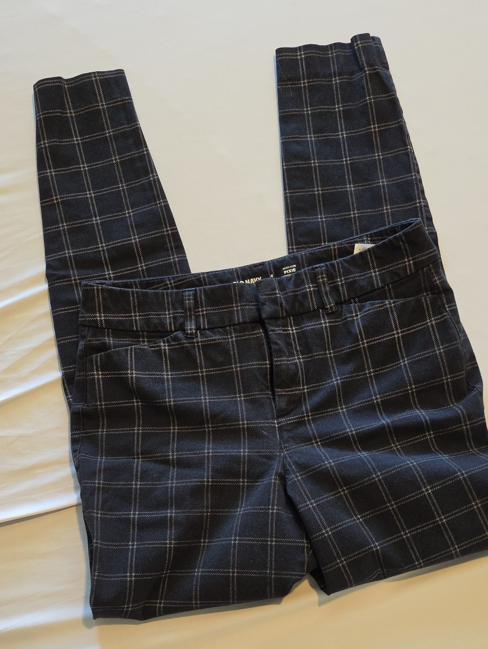 Old Navy Black and White Plaid Slim Trousers